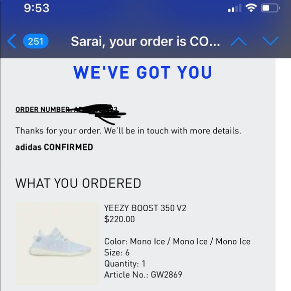 Yeezy 350 V2 Mono Ice size 6